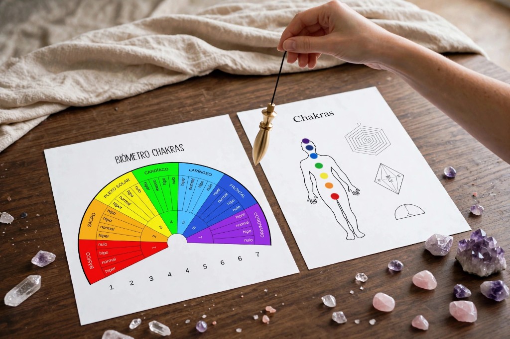 Péndulo Karnak sobre el biómetro de chakras